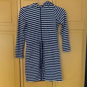 Lands' End Black and White Striped Swimsuit Cover